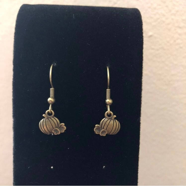 Brushed Gold Pumpkin Earrings 11$